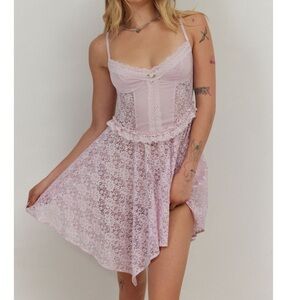 Urban Outfitters Out From Under Verity Lace Corset Slip Mini Dress Size XS NWT